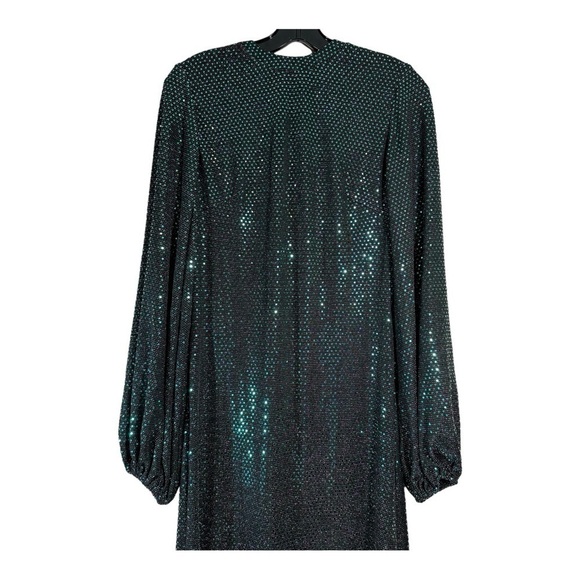 leena for Mac Duggal Bishop Sleeves Metallic Dress in Bottle Green NWT - Picture 5 of 6